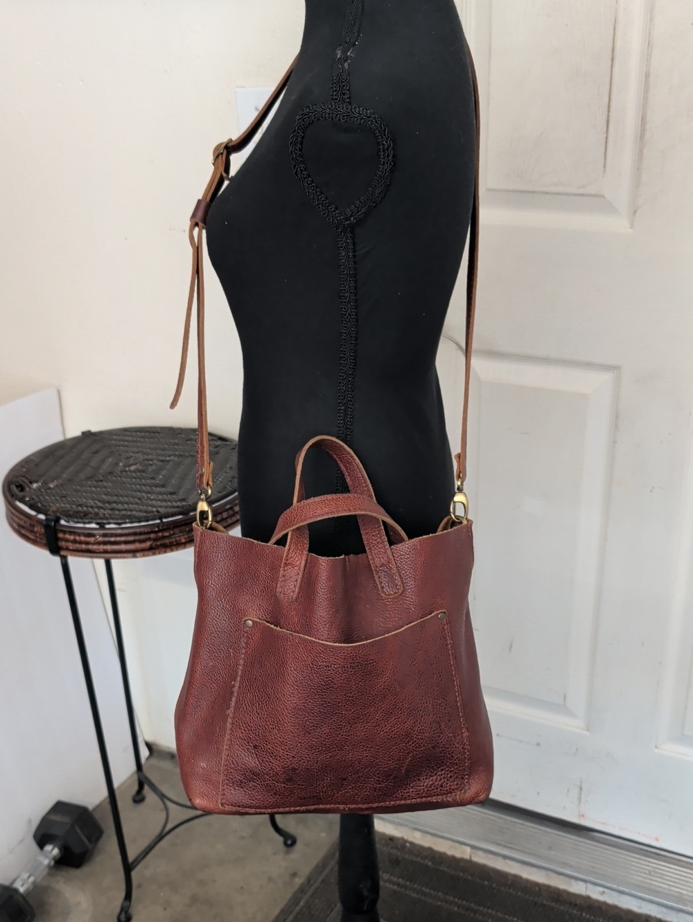 Portland Leather Goods Large Lola Pebbled Leather Brown  Crossbody